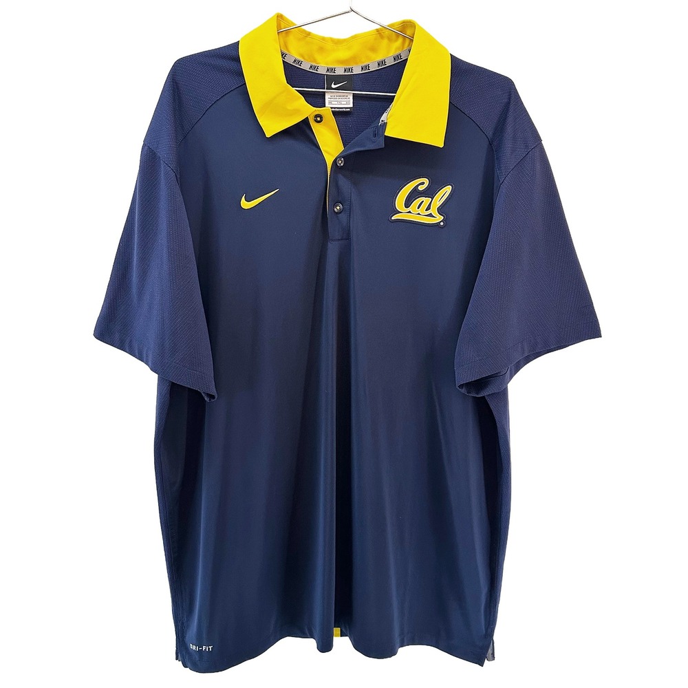 NIKE Dri-Fit Cal Berkley Golden Bears Athletic Polo • XXL •‎ navy blue, yellow